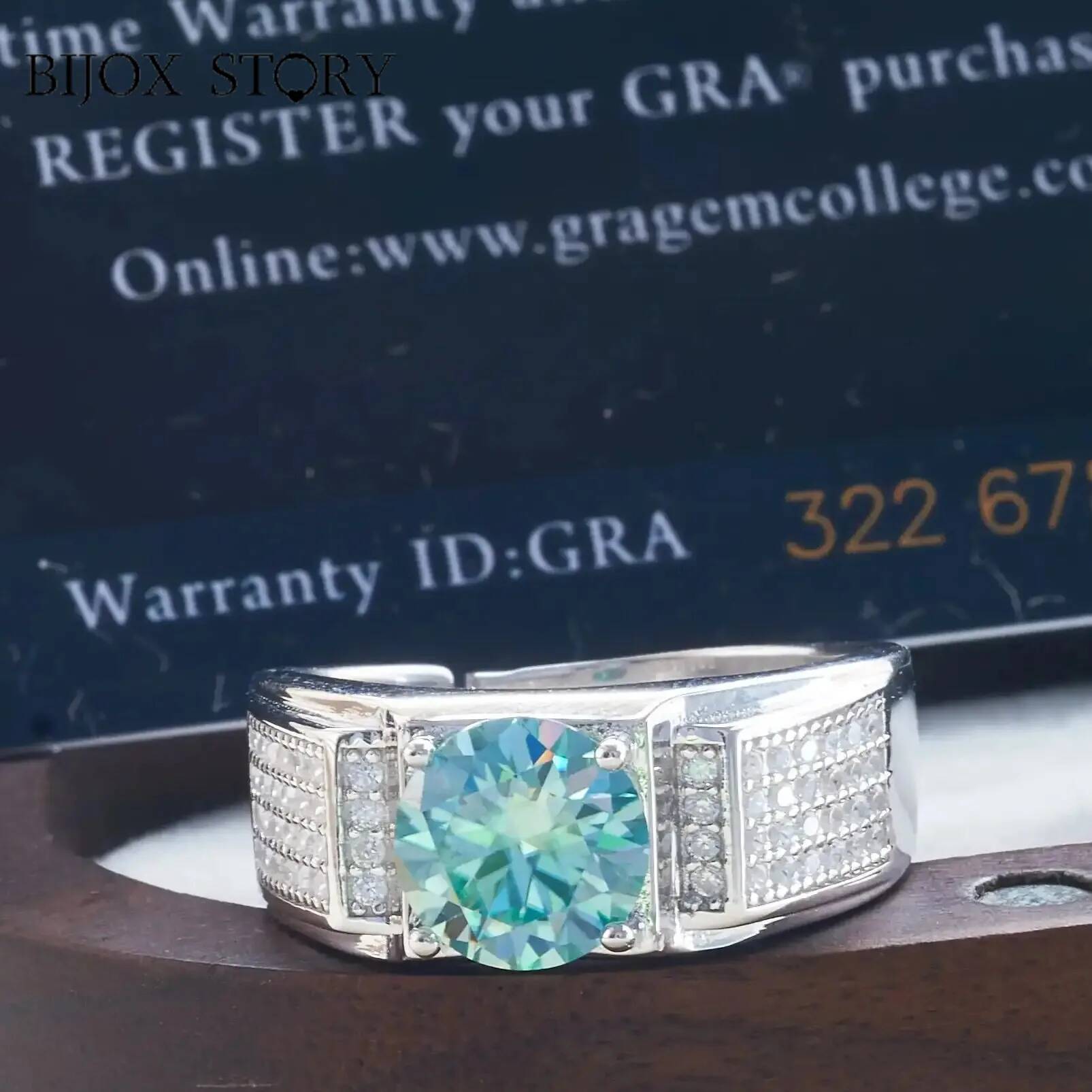 Moissanite Engagement Ring 1 Carat - خاتم مويسانيتي من الفضة الإسترلينية للرجال