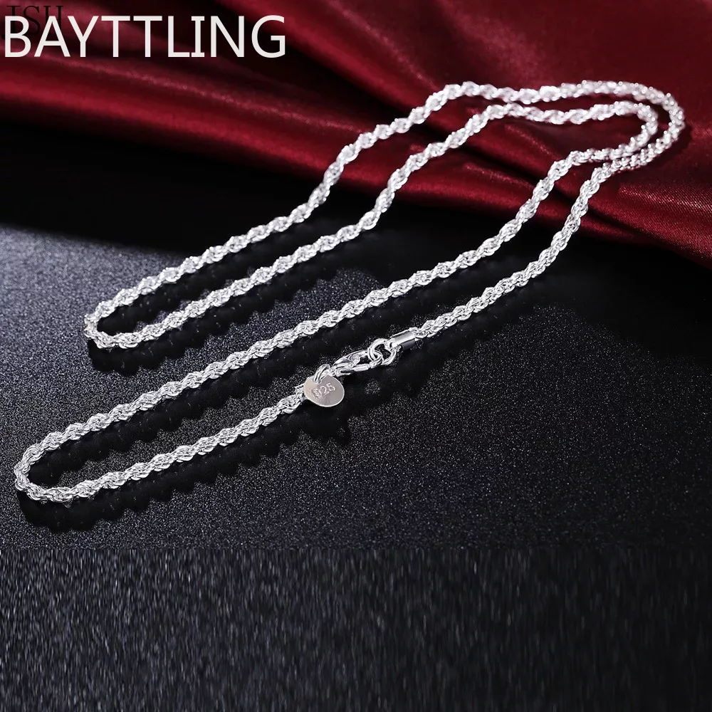 925 Sterling Silver Chain Necklace Men - 40-60 سنتيمتر بالجملة 925 فضة حبل