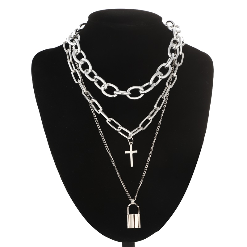 Layered Pendant Necklace Aesthetic - الطبقات الجرونج الجمالية مجوهرات خمر الشرير