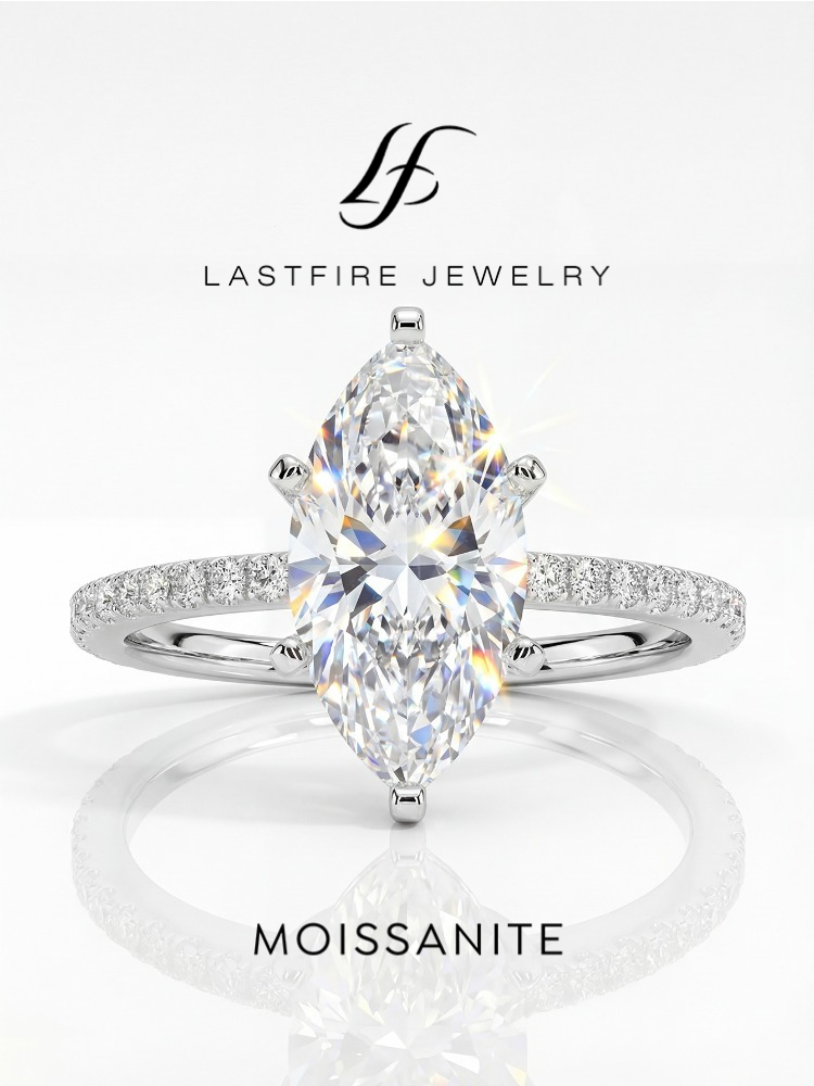 Moissanite Engagement Ring 1 Carat - خاتم ماركيز من الموسانيت الحقيقي عيار