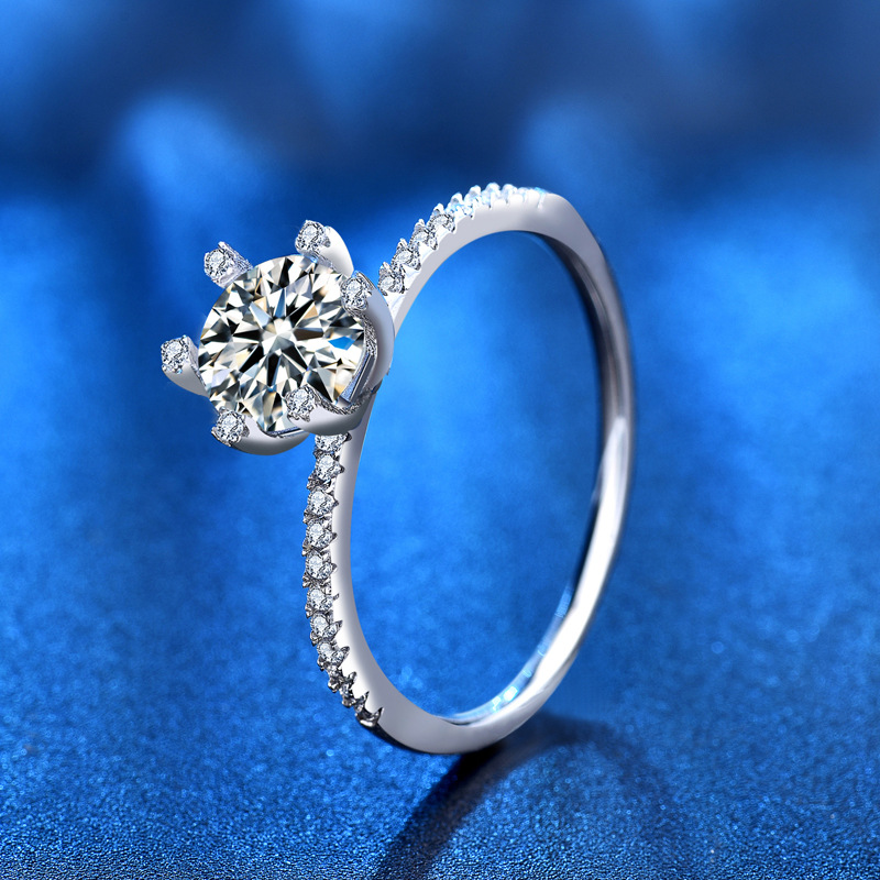 Moissanite Engagement Ring 1 Carat - S925 الزفاف المشاركة مويسانيتي خاتم فاخر