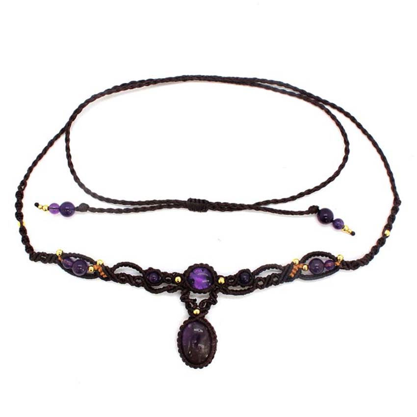 Crystal Pendant Necklace Natural Stone - كريستال مضفر حجر مكرامية قلادة قلادة
