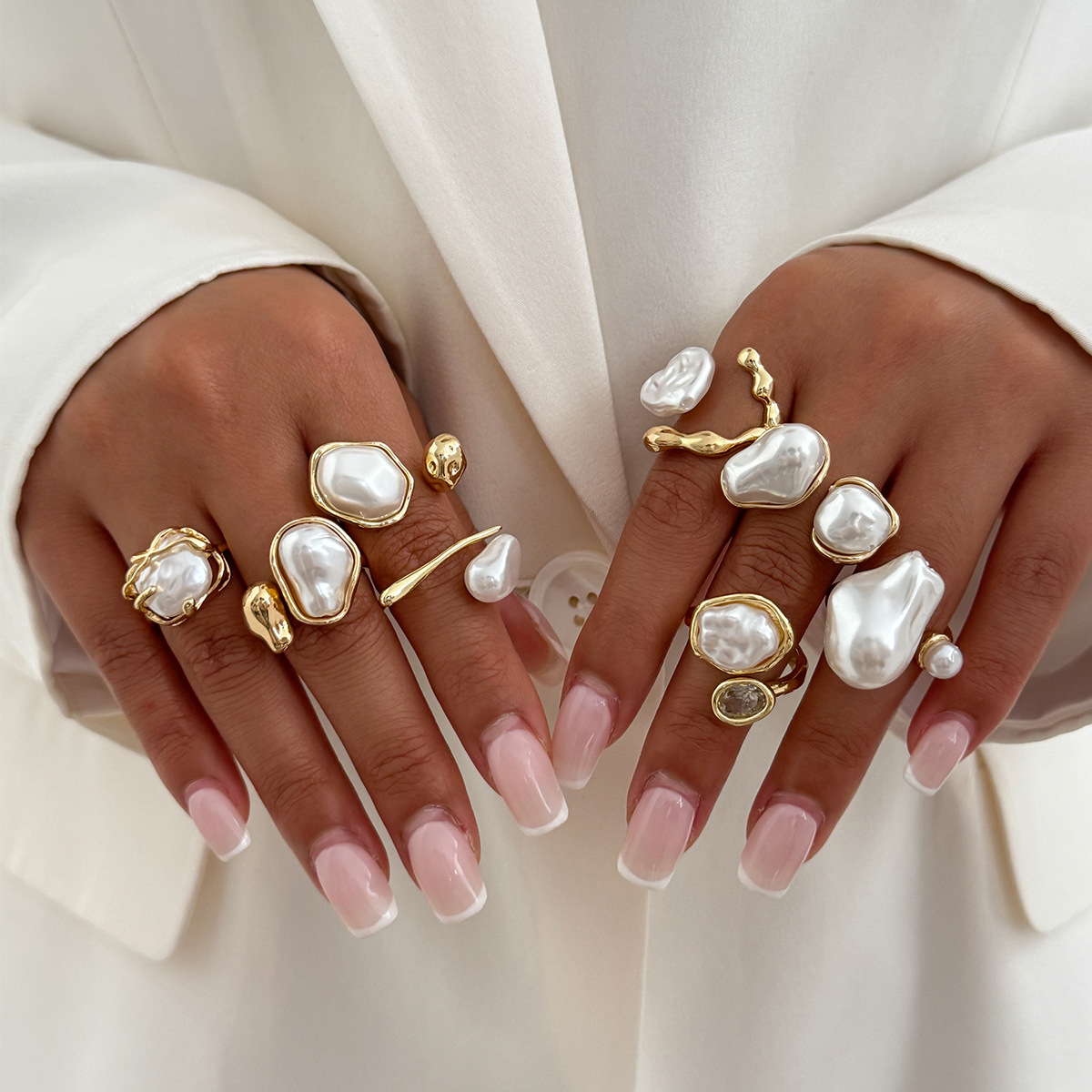 Vintage Punk Knuckle Rings Set - 7 قطعة/المجموعة الذهب اللون غير النظامية