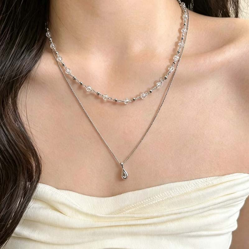 Layered Pendant Necklace Aesthetic - قلادة جديدة على شكل قطرة ماء