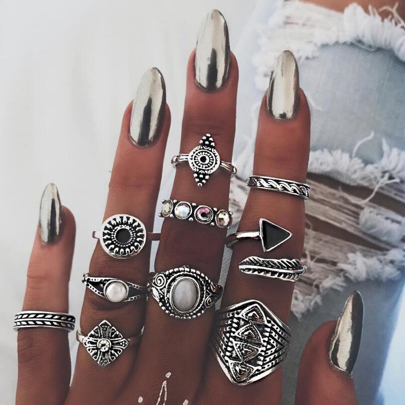 Vintage Punk Knuckle Rings Set - Meyfflin خمر المفصل حلقة مجموعة للنساء