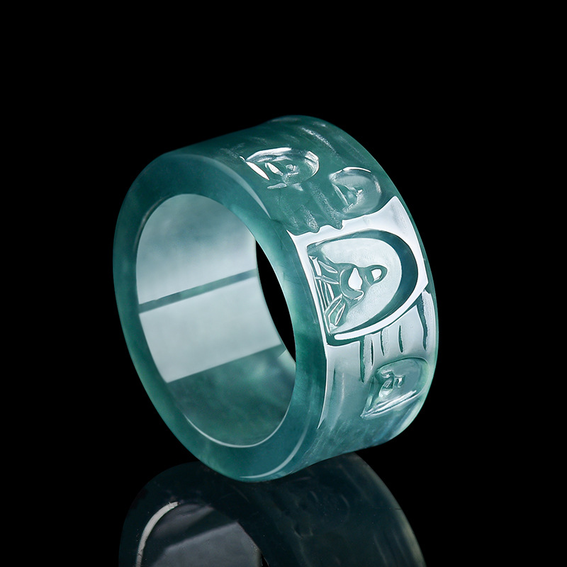 Rings - خاتم بوذا من اليشم البورمي الطبيعي،