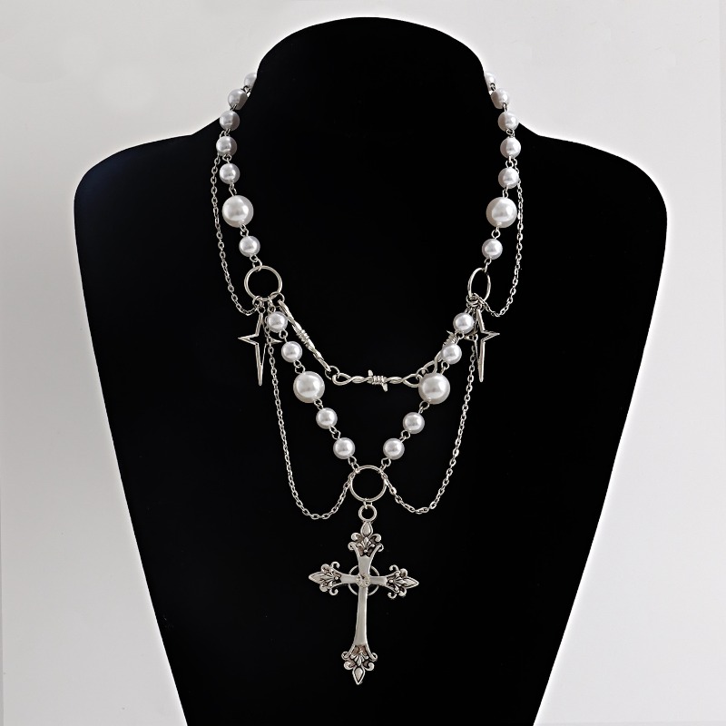 فاسق الصلبان قلادة قلادة الصلب - مراجعة Pearl Choker Necklace Vintage وسعره