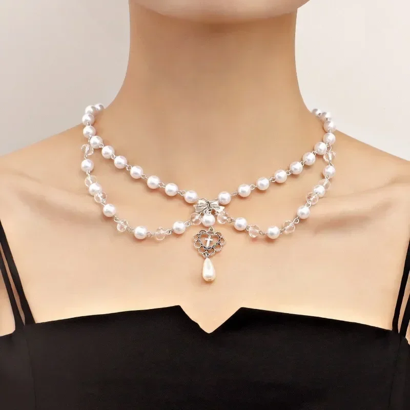 فاسق الصلبان قلادة قلادة الصلب - مراجعة Pearl Choker Necklace Vintage وسعره