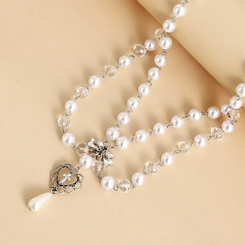فاسق الصلبان قلادة قلادة الصلب - مراجعة Pearl Choker Necklace Vintage وسعره