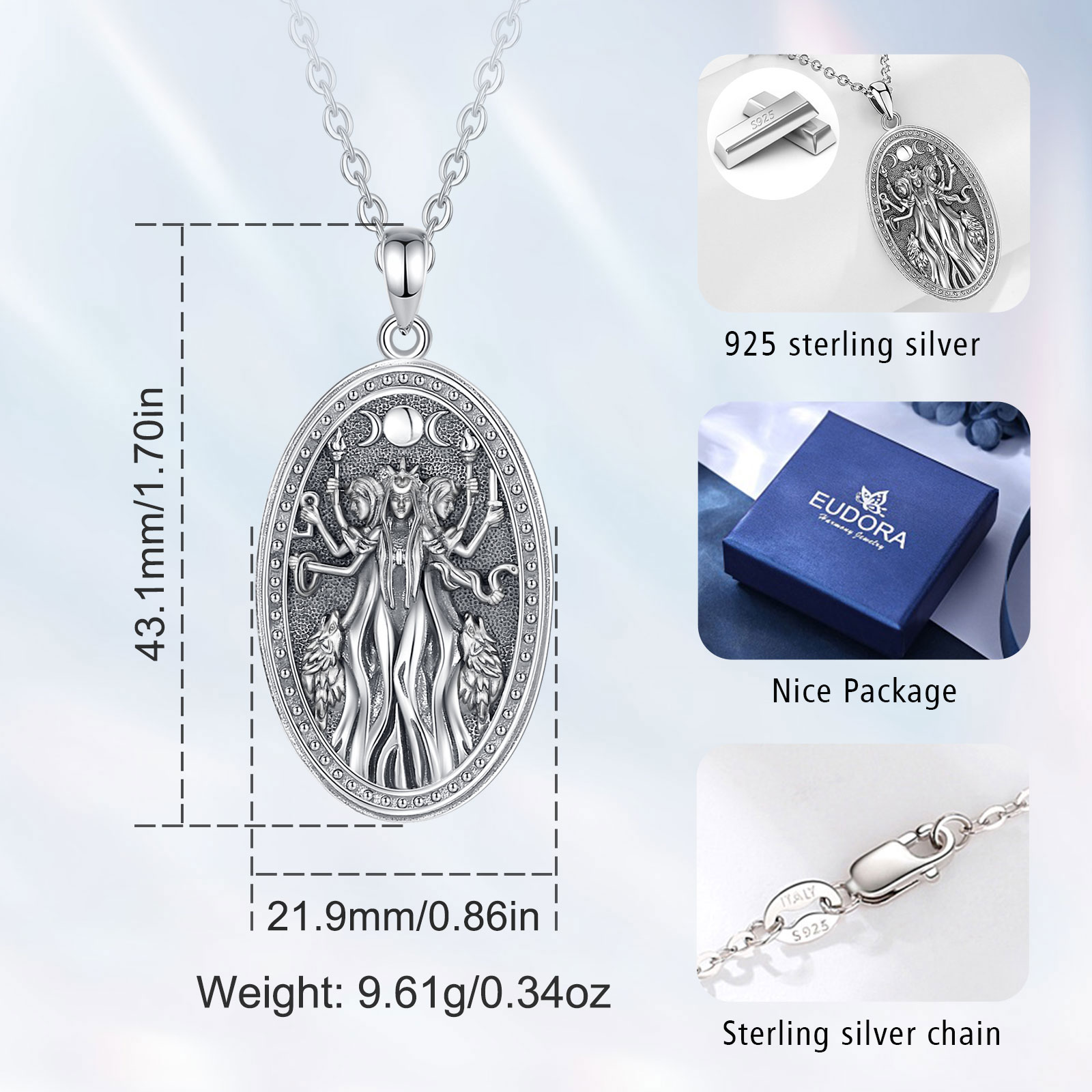 يودورا 925 فضة الثلاثي القمر آ - مراجعة 925 Sterling Silver Chain Necklace Men وسعره