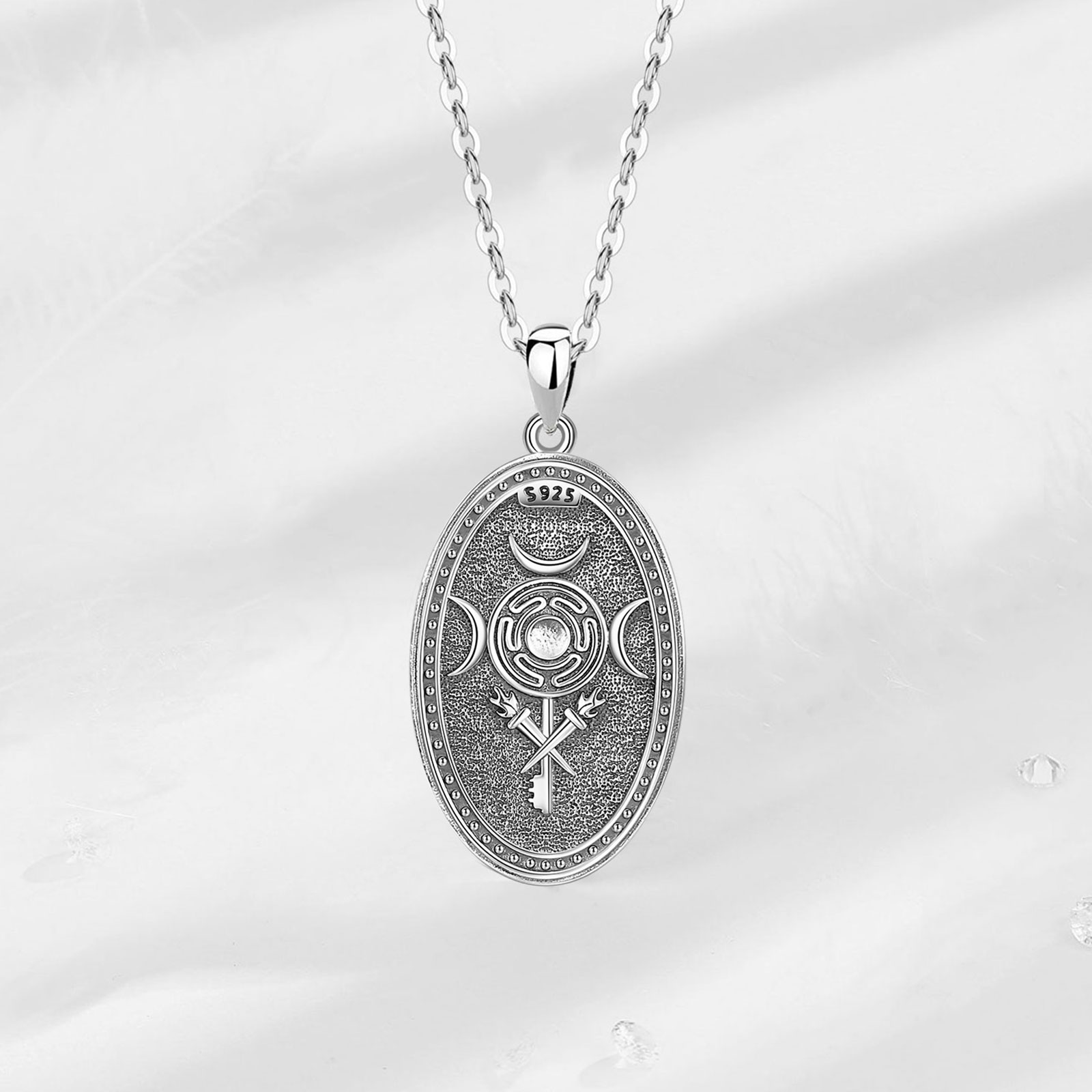يودورا 925 فضة الثلاثي القمر آ - مراجعة 925 Sterling Silver Chain Necklace Men وسعره