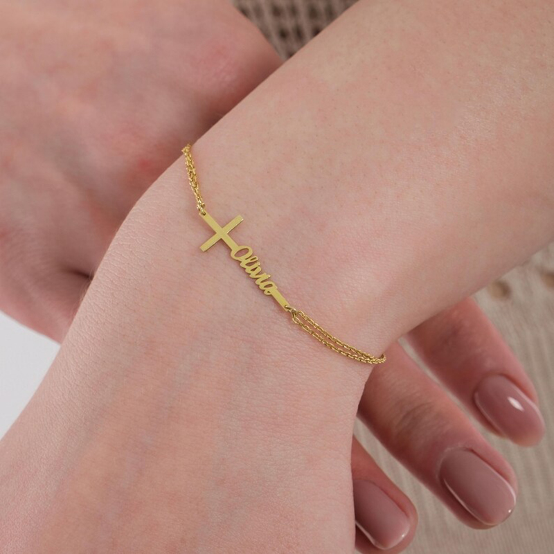 سوار مخصص للتعميد مع اسم شخصي، - مراجعة Cross Pendant Necklace Gold وسعره
