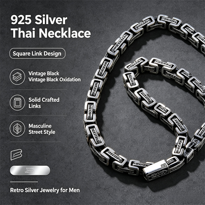 أويادي قلادة فضة تايلاندية عتي - مراجعة 925 Sterling Silver Chain Necklace Men وسعره