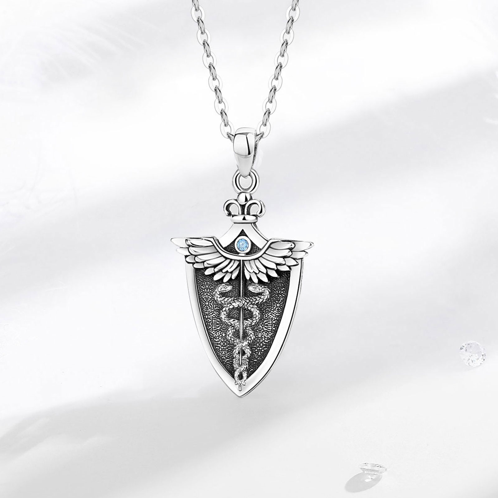 قلادة بدلاية على شكل جناح ثعبا - مراجعة 925 Sterling Silver Chain Necklace Men وسعره