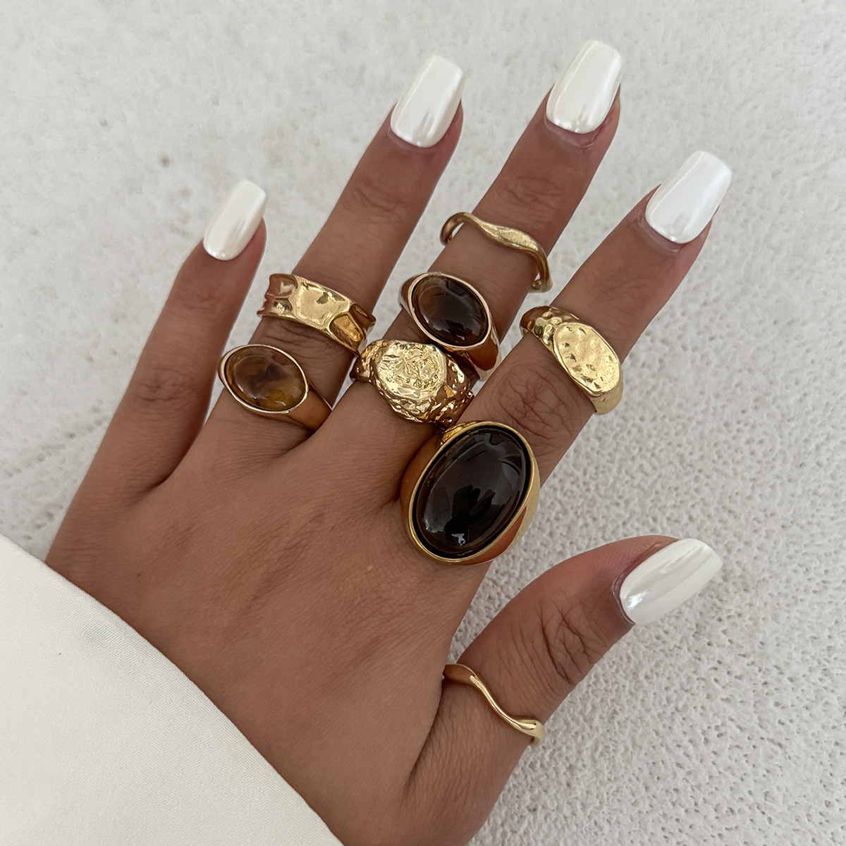 8 قطعة/المجموعة خمر العنبر حجر - مراجعة Vintage Punk Knuckle Rings Set وسعره