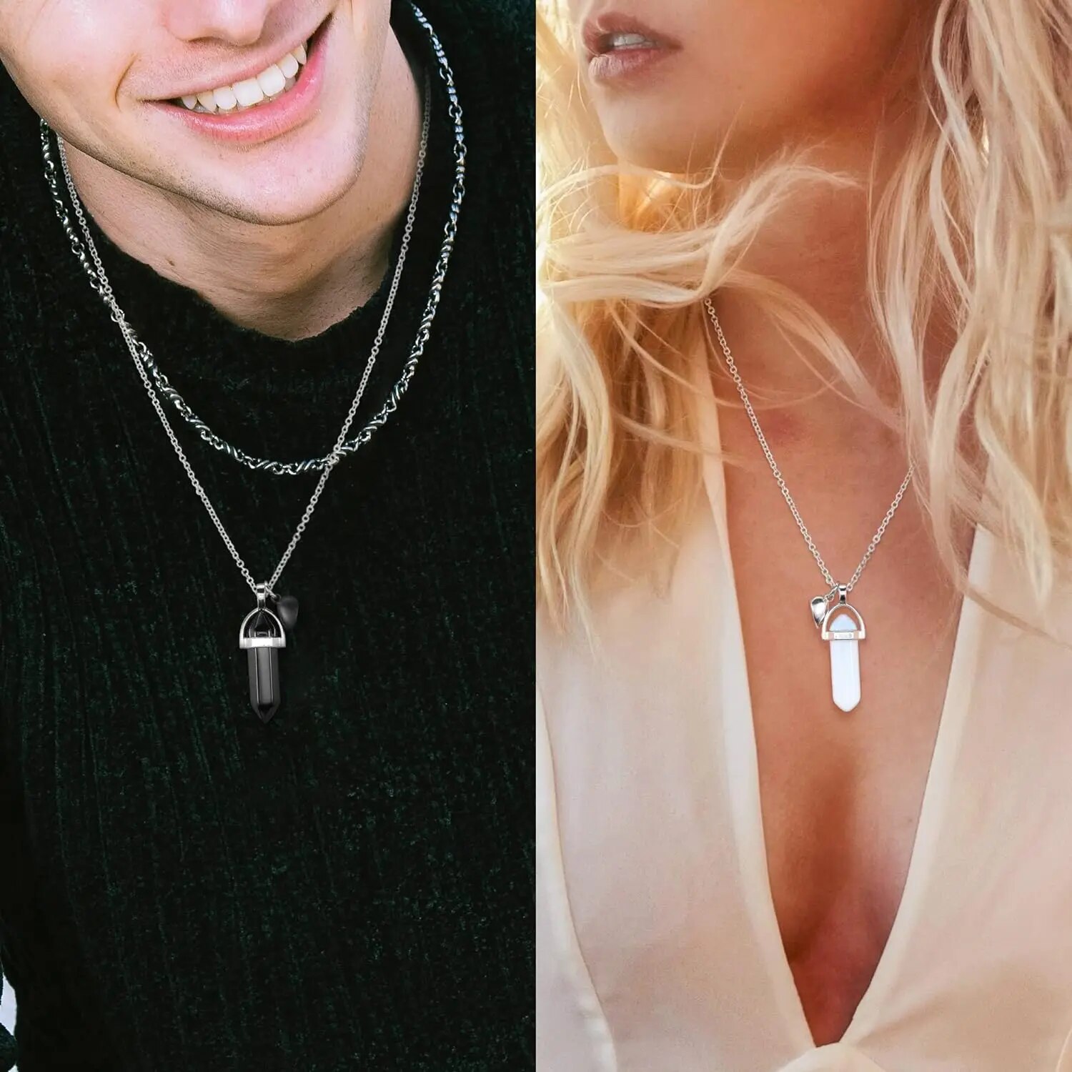 قلادات صداقة كريستالية متطابقة - مراجعة Magnetic Couple Matching Necklaces وسعره