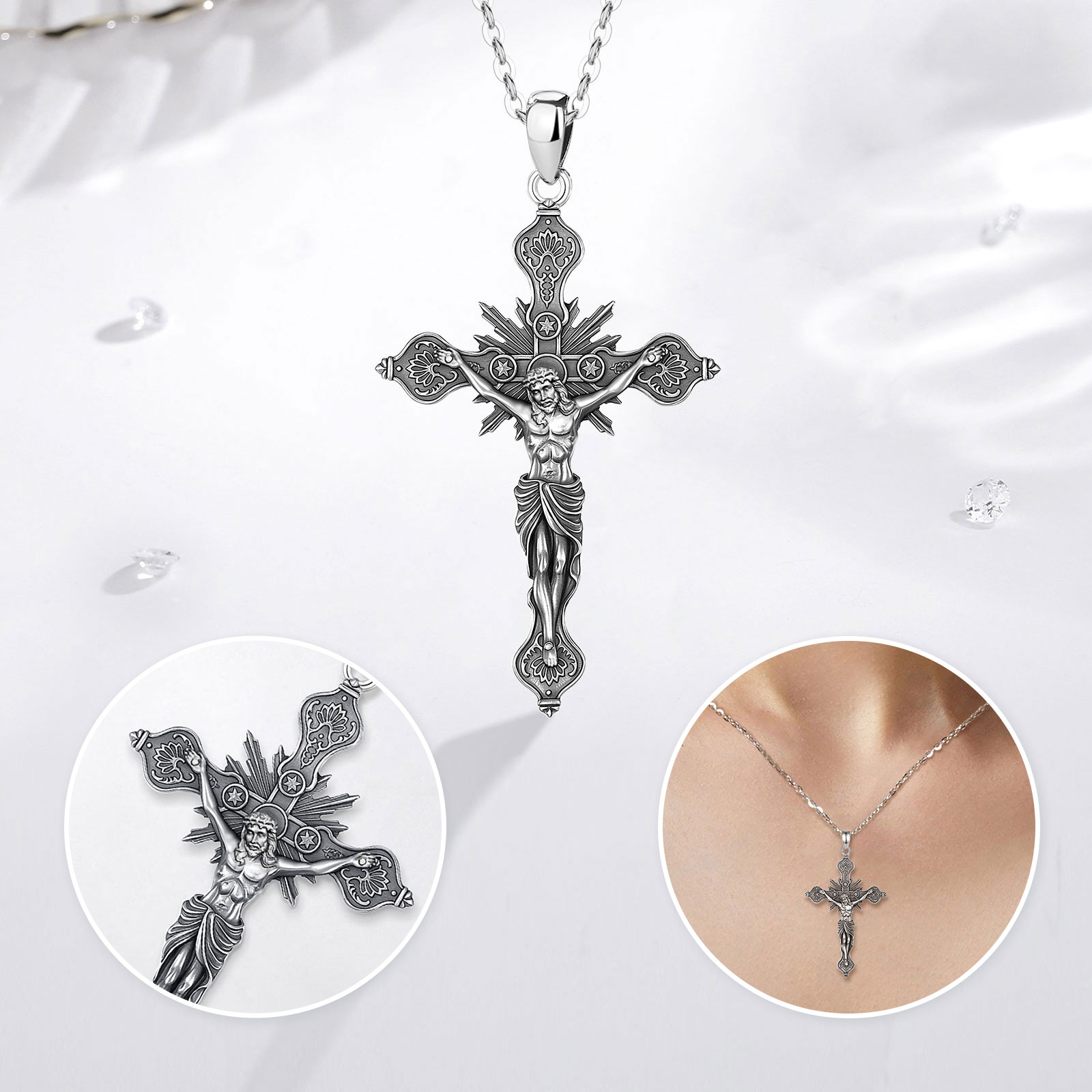 يودورا جديد الصليب قلادة 925 ف - مراجعة 925 Sterling Silver Chain Necklace Men وسعره