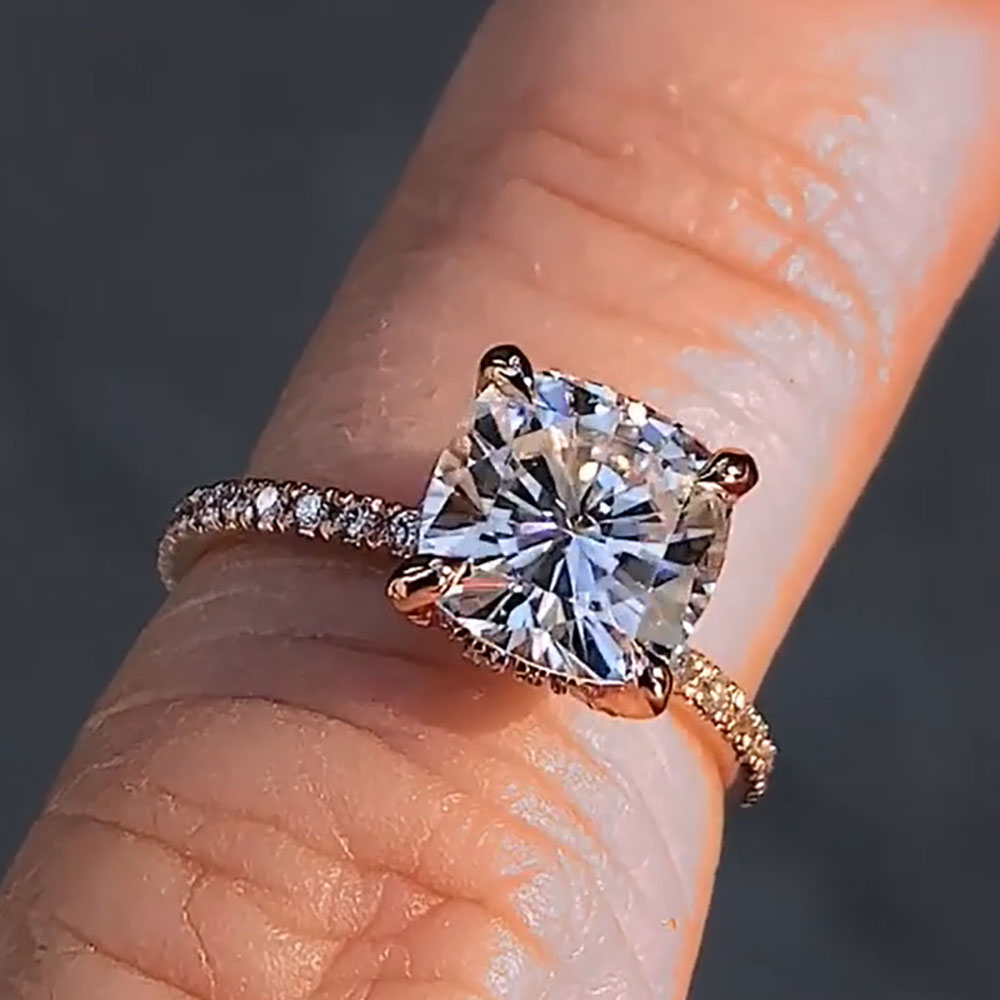 مخصص الصلبة 14K ارتفع الذهب ال - مراجعة Moissanite Engagement Ring 1 Carat وسعره