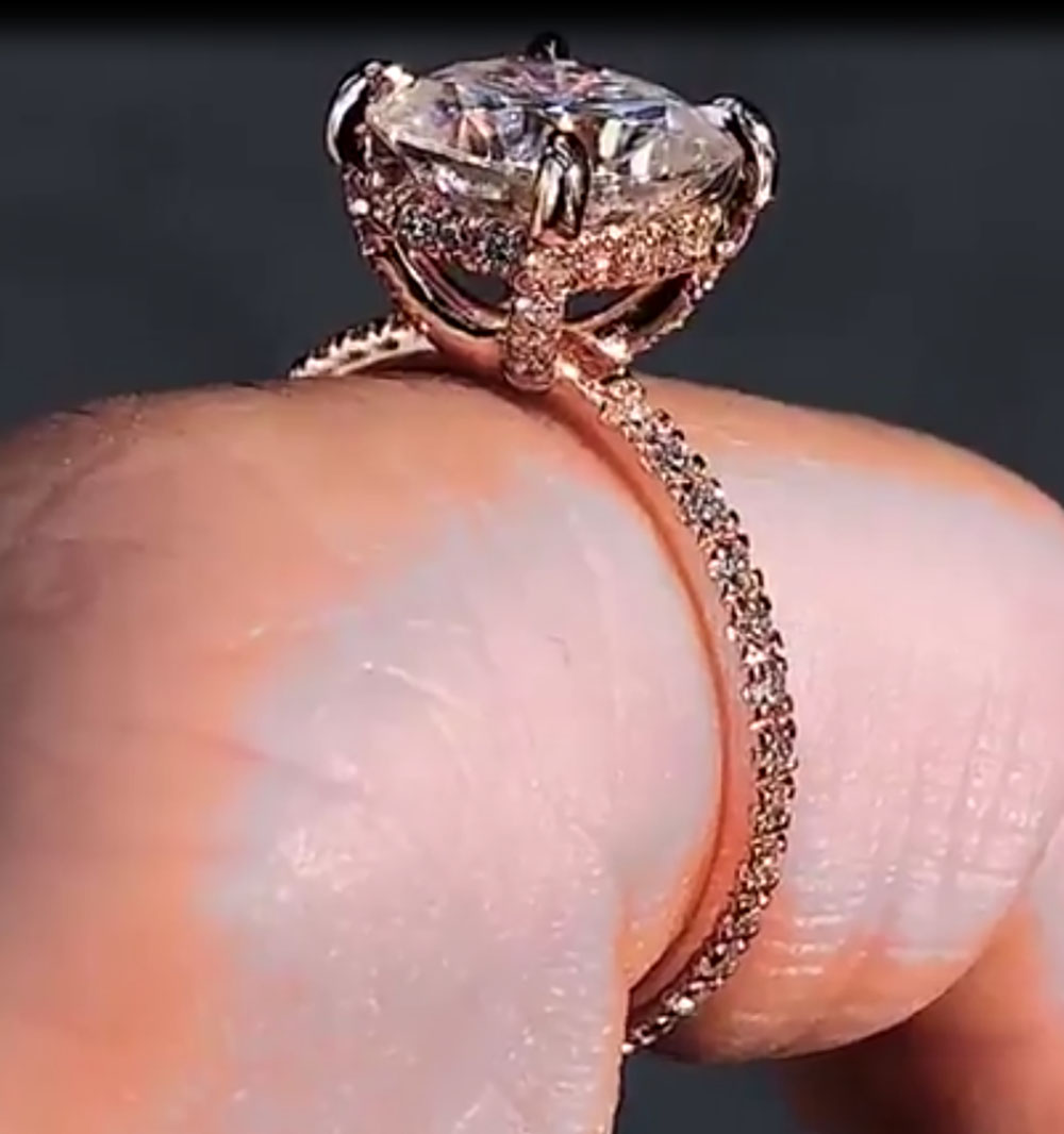 مخصص الصلبة 14K ارتفع الذهب ال - مراجعة Moissanite Engagement Ring 1 Carat وسعره