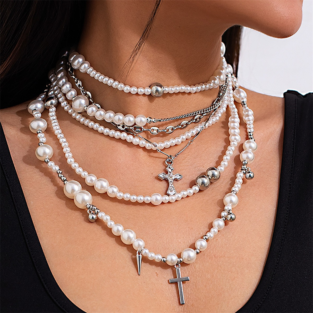 متعدد الطبقات تقليد اللؤلؤ حبة - مراجعة Layered Pendant Necklace Aesthetic وسعره