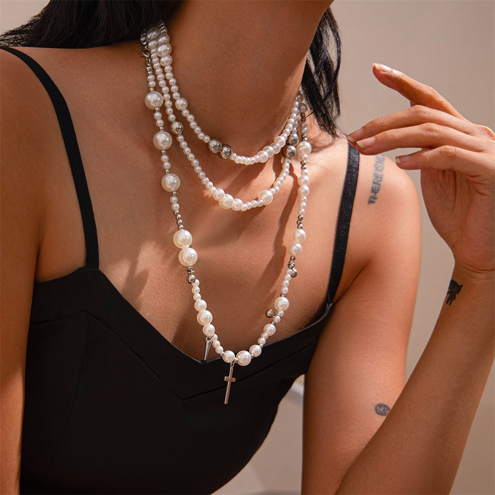 متعدد الطبقات تقليد اللؤلؤ حبة - مراجعة Layered Pendant Necklace Aesthetic وسعره