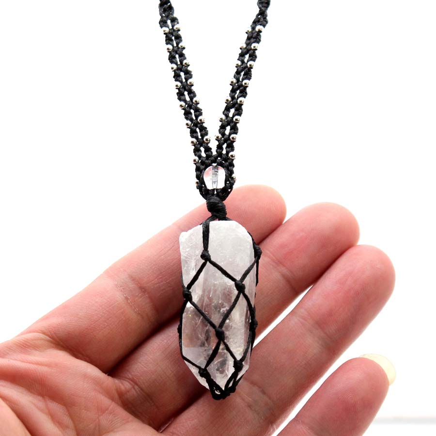 كريستال الكوارتز مكرميه حجر مض - مراجعة Crystal Pendant Necklace Natural Stone وسعره