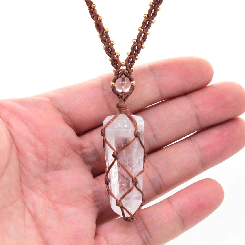 كريستال الكوارتز مكرميه حجر مض - مراجعة Crystal Pendant Necklace Natural Stone وسعره