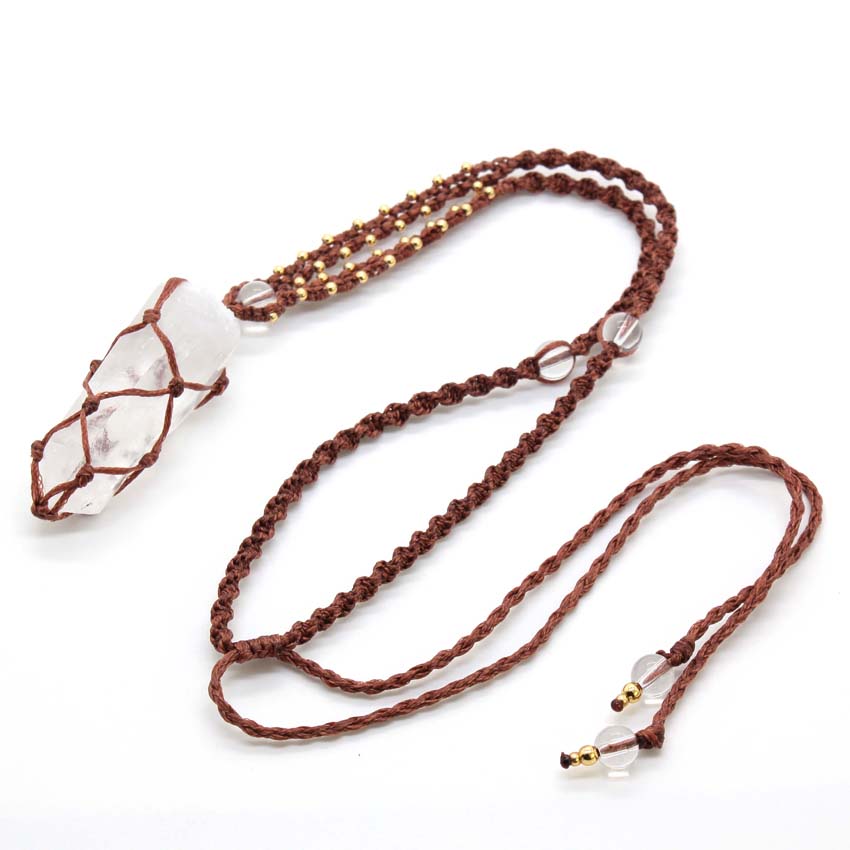 كريستال الكوارتز مكرميه حجر مض - مراجعة Crystal Pendant Necklace Natural Stone وسعره