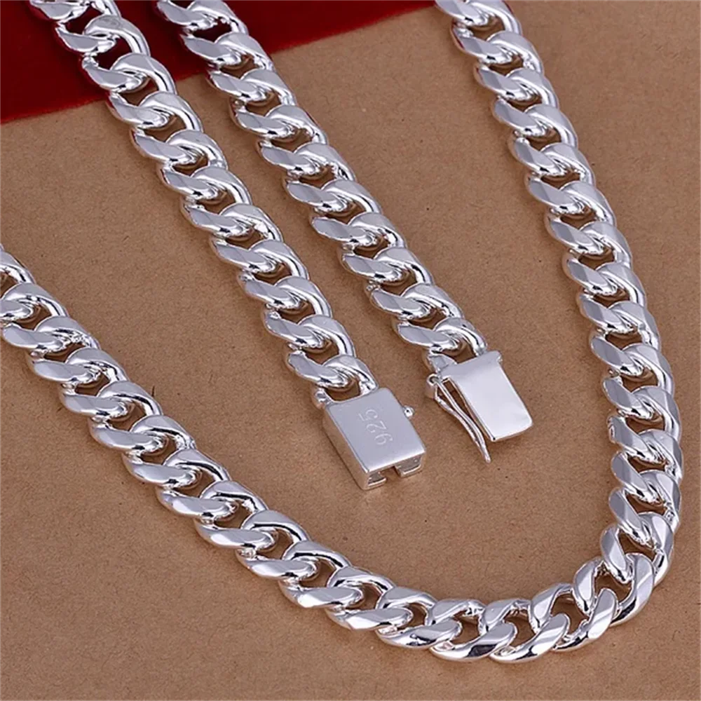 قلادة هندسية من الفضة الإسترلي - مراجعة 925 Sterling Silver Chain Necklace Men وسعره