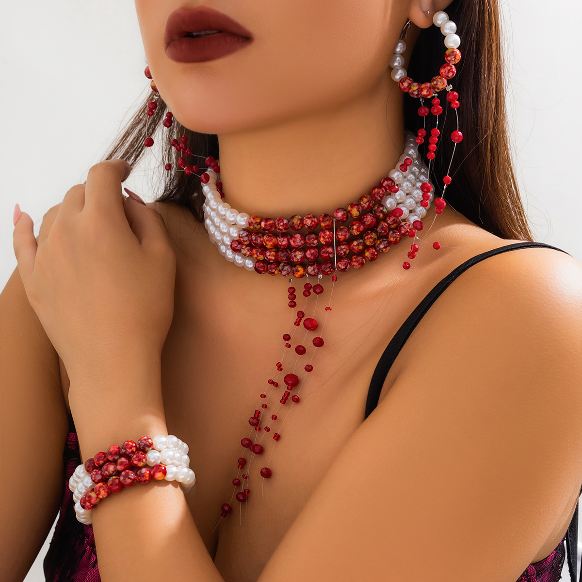 قلادة بدلاية شرابة لؤلؤ تقليد  - مراجعة Pearl Choker Necklace Vintage وسعره
