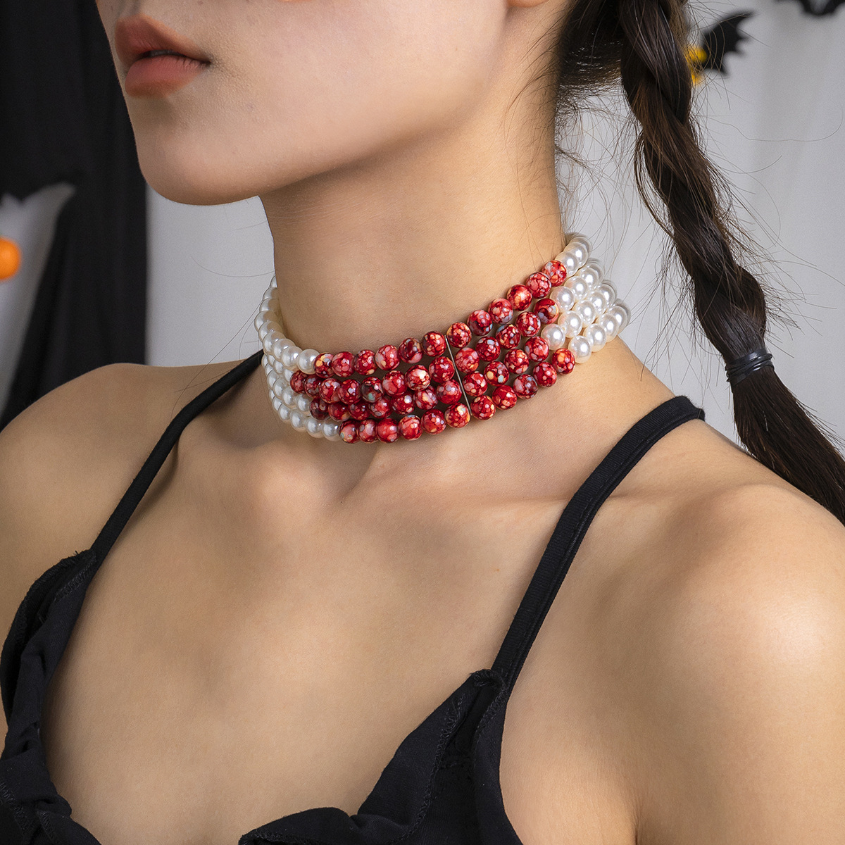 قلادة بدلاية شرابة لؤلؤ تقليد  - مراجعة Pearl Choker Necklace Vintage وسعره