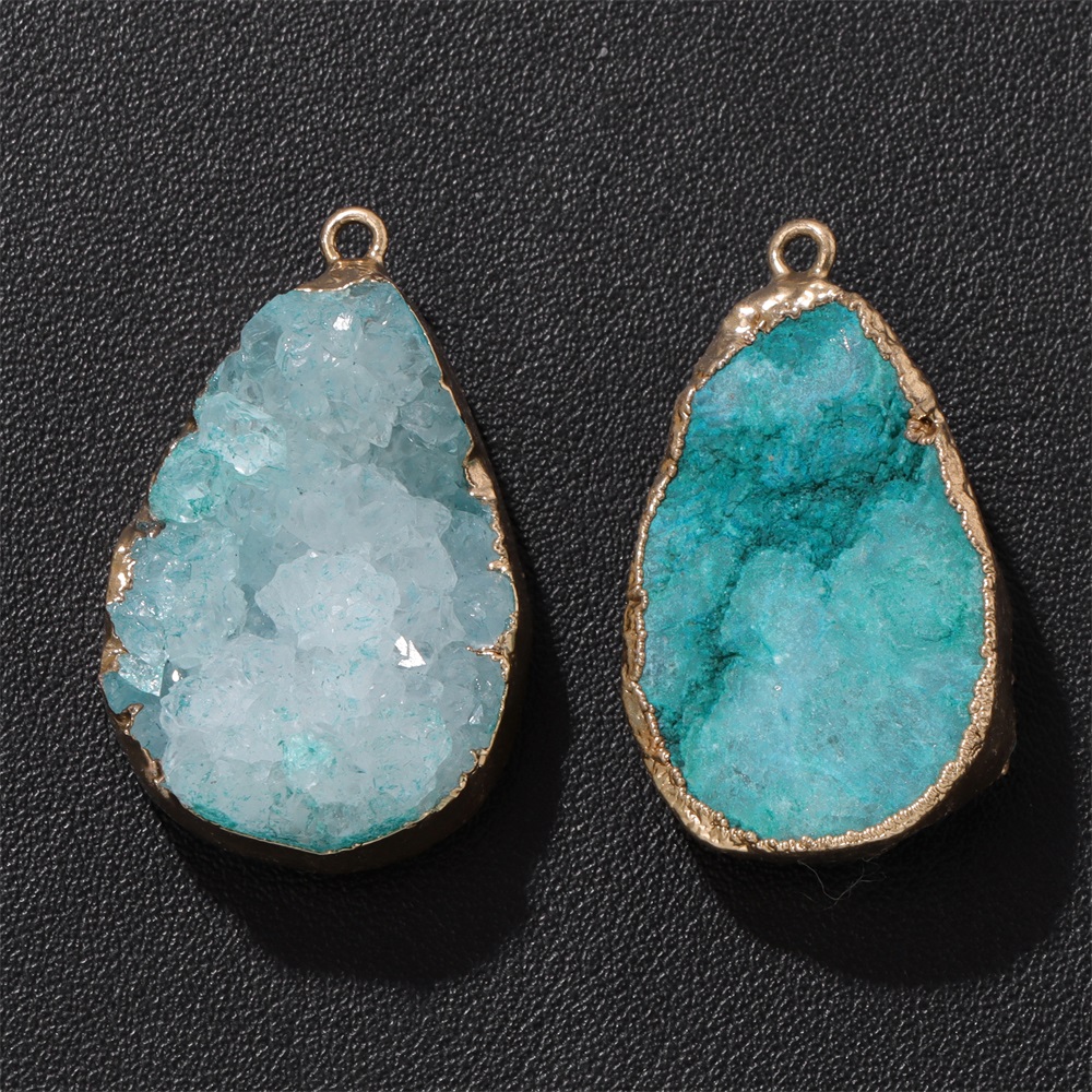1 قطعة العقيق الطبيعي الجيود ق - مراجعة Crystal Pendant Necklace Natural Stone وسعره