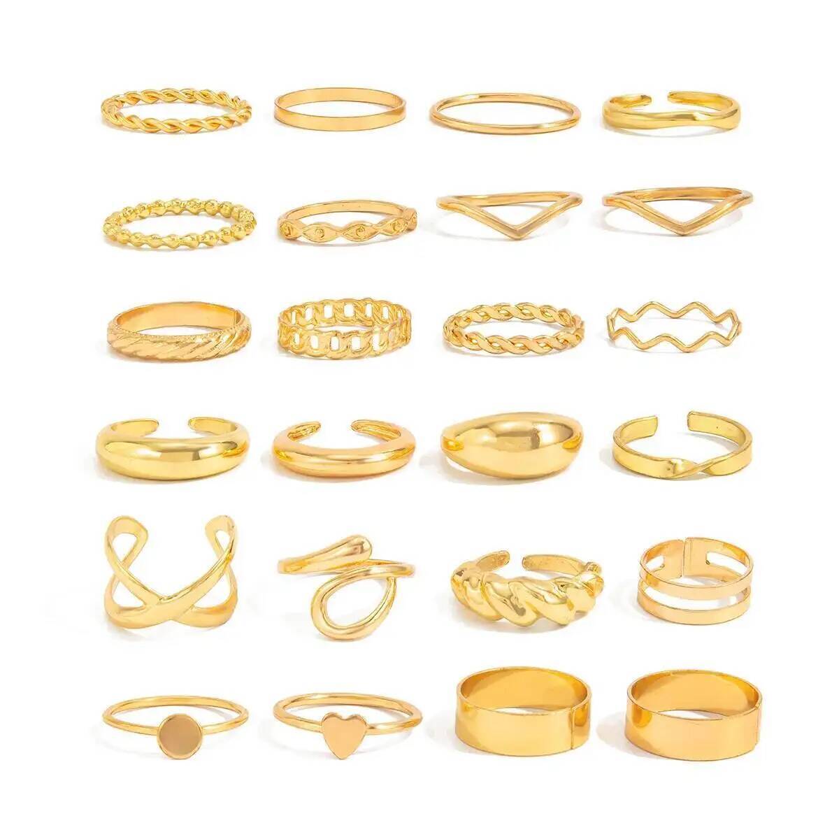 KunJoe 24 قطعة/المجموعة العصري - مراجعة Vintage Punk Knuckle Rings Set وسعره