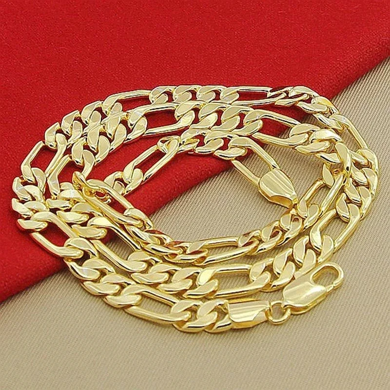 925 فضة 18K عقد ذهب 6 مللي متر - مراجعة 925 Sterling Silver Chain Necklace Men وسعره