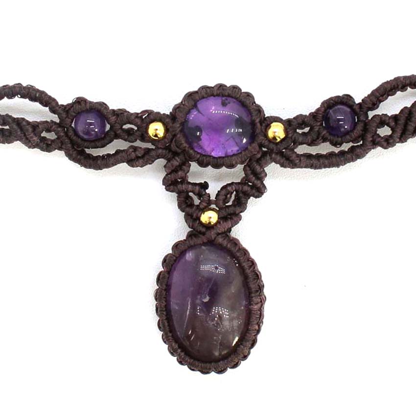 كريستال مضفر حجر مكرامية قلادة - مراجعة Crystal Pendant Necklace Natural Stone وسعره