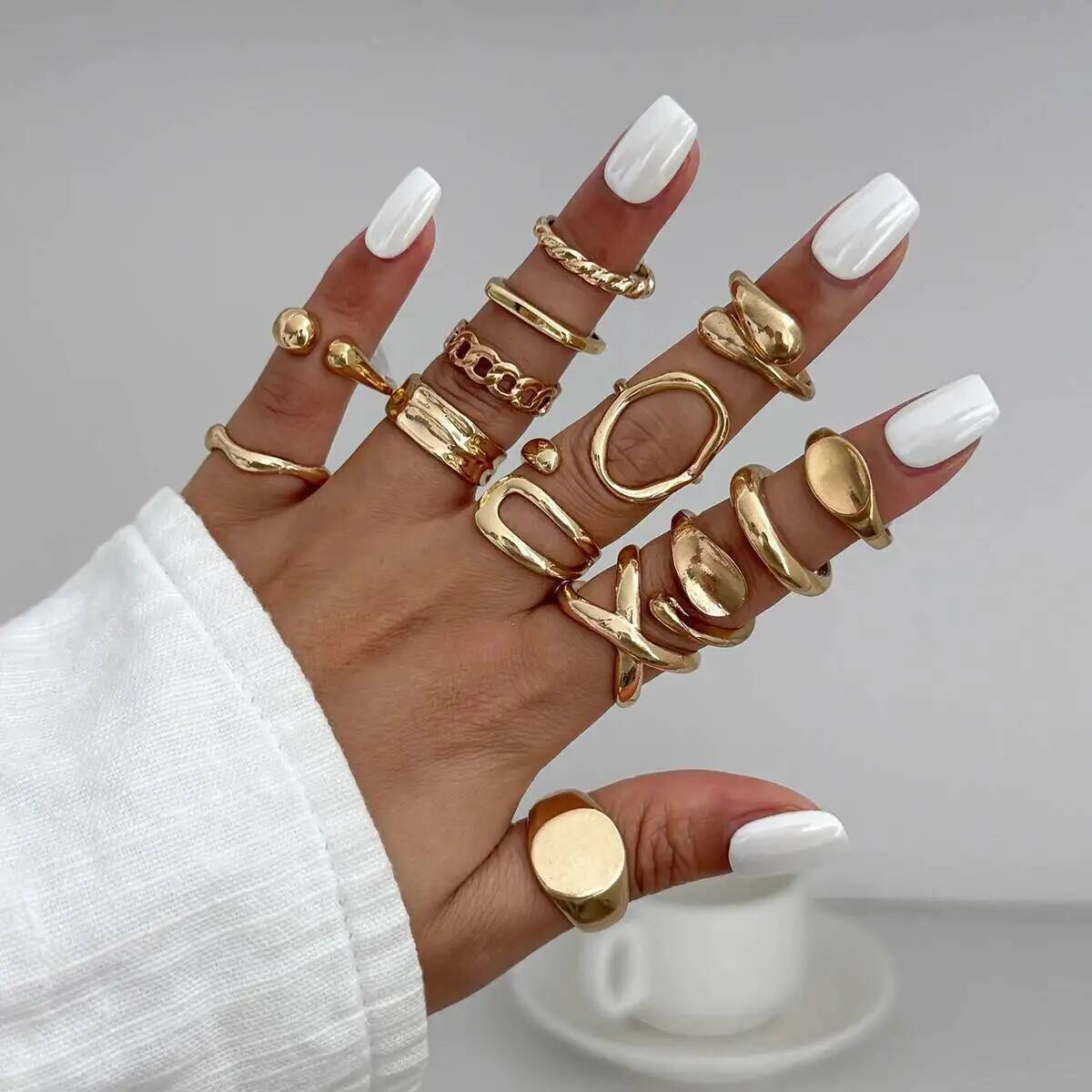 IngeSight.Z 14 قطعة/المجموعة ا - مراجعة Vintage Punk Knuckle Rings Set وسعره