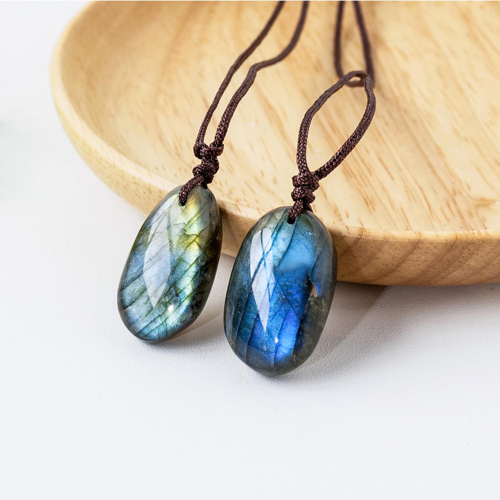 اللابرادوريت الطبيعي قلادة الق - مراجعة Crystal Pendant Necklace Natural Stone وسعره