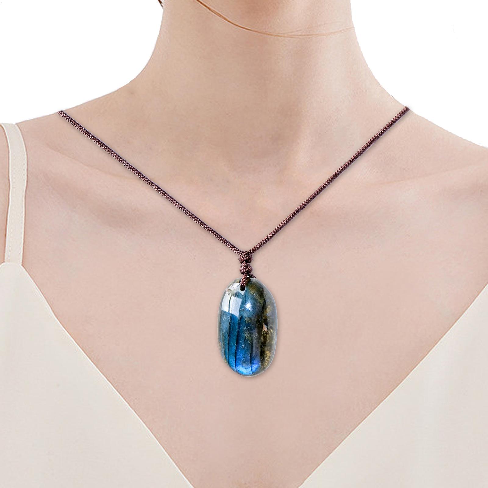 اللابرادوريت الطبيعي قلادة الق - مراجعة Crystal Pendant Necklace Natural Stone وسعره