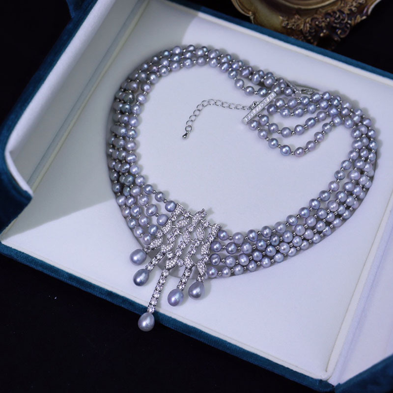 قلادة لؤلؤ المياه العذبة، قلاد - مراجعة Pearl Choker Necklace Vintage وسعره