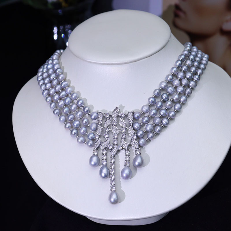 قلادة لؤلؤ المياه العذبة، قلاد - مراجعة Pearl Choker Necklace Vintage وسعره