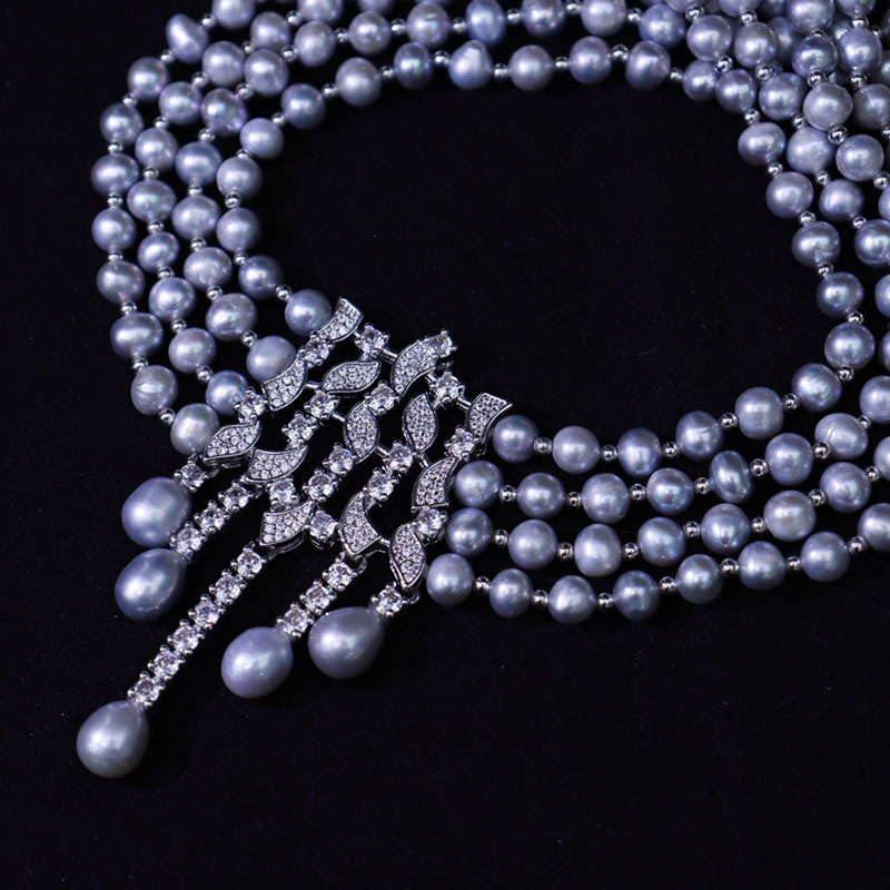 قلادة لؤلؤ المياه العذبة، قلاد - مراجعة Pearl Choker Necklace Vintage وسعره