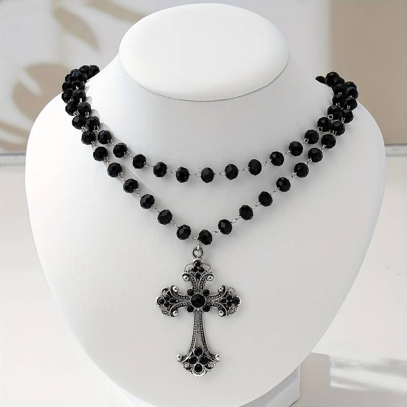 قلادة صليب متعددة الطبقات بتصم - مراجعة Layered Pendant Necklace Aesthetic وسعره