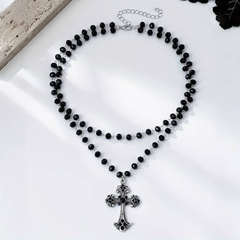قلادة صليب متعددة الطبقات بتصم - مراجعة Layered Pendant Necklace Aesthetic وسعره