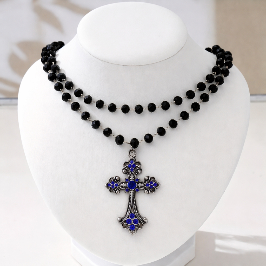 قلادة صليب متعددة الطبقات بتصم - مراجعة Layered Pendant Necklace Aesthetic وسعره