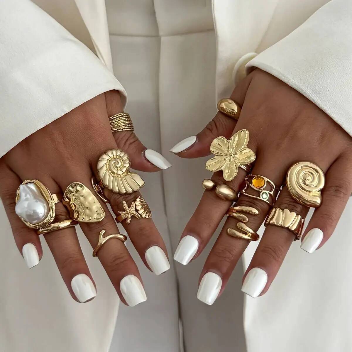 IngeSight.Z 14 قطعة/المجموعة ا - مراجعة Vintage Punk Knuckle Rings Set وسعره