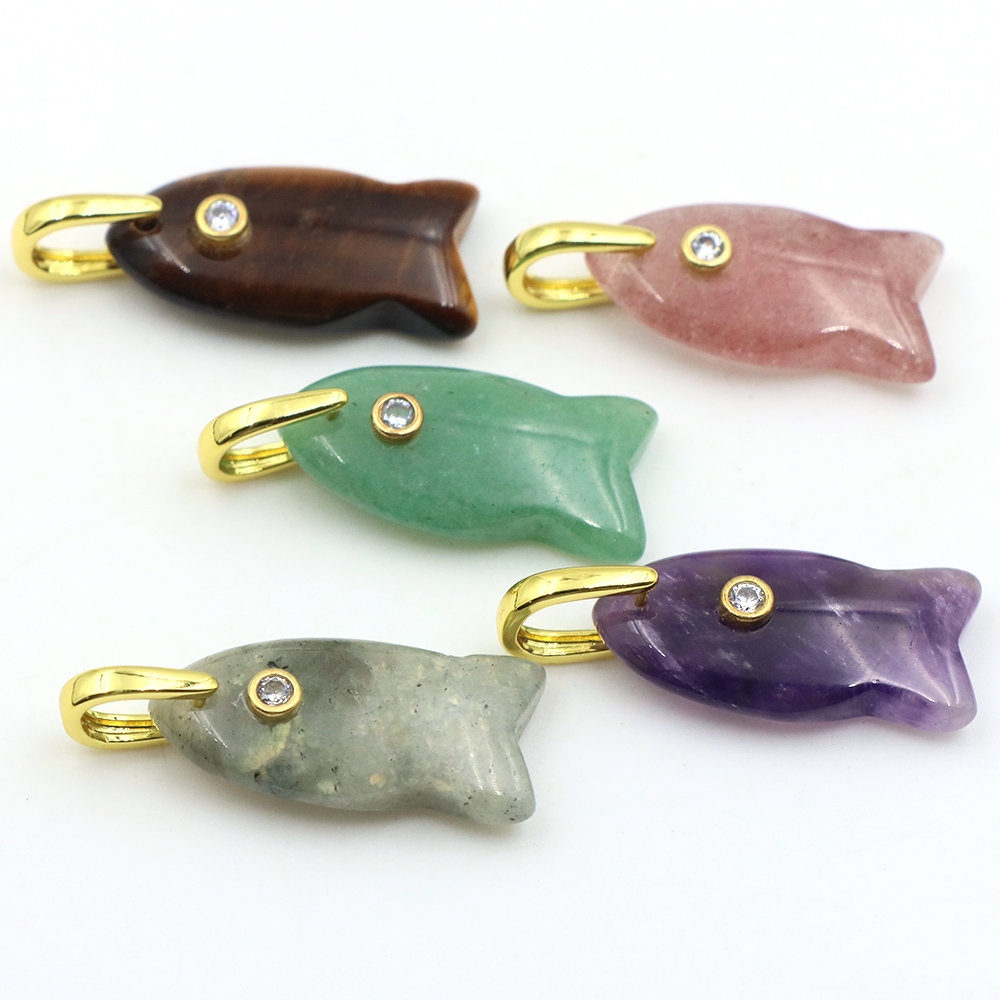 قلادة حجر طبيعي على شكل سمكة ب - مراجعة Crystal Pendant Necklace Natural Stone وسعره