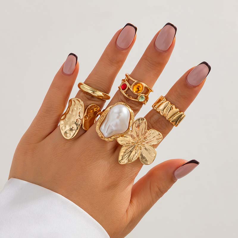 طقم من 6 خواتم معدنية بتصميم ز - مراجعة Vintage Punk Knuckle Rings Set وسعره