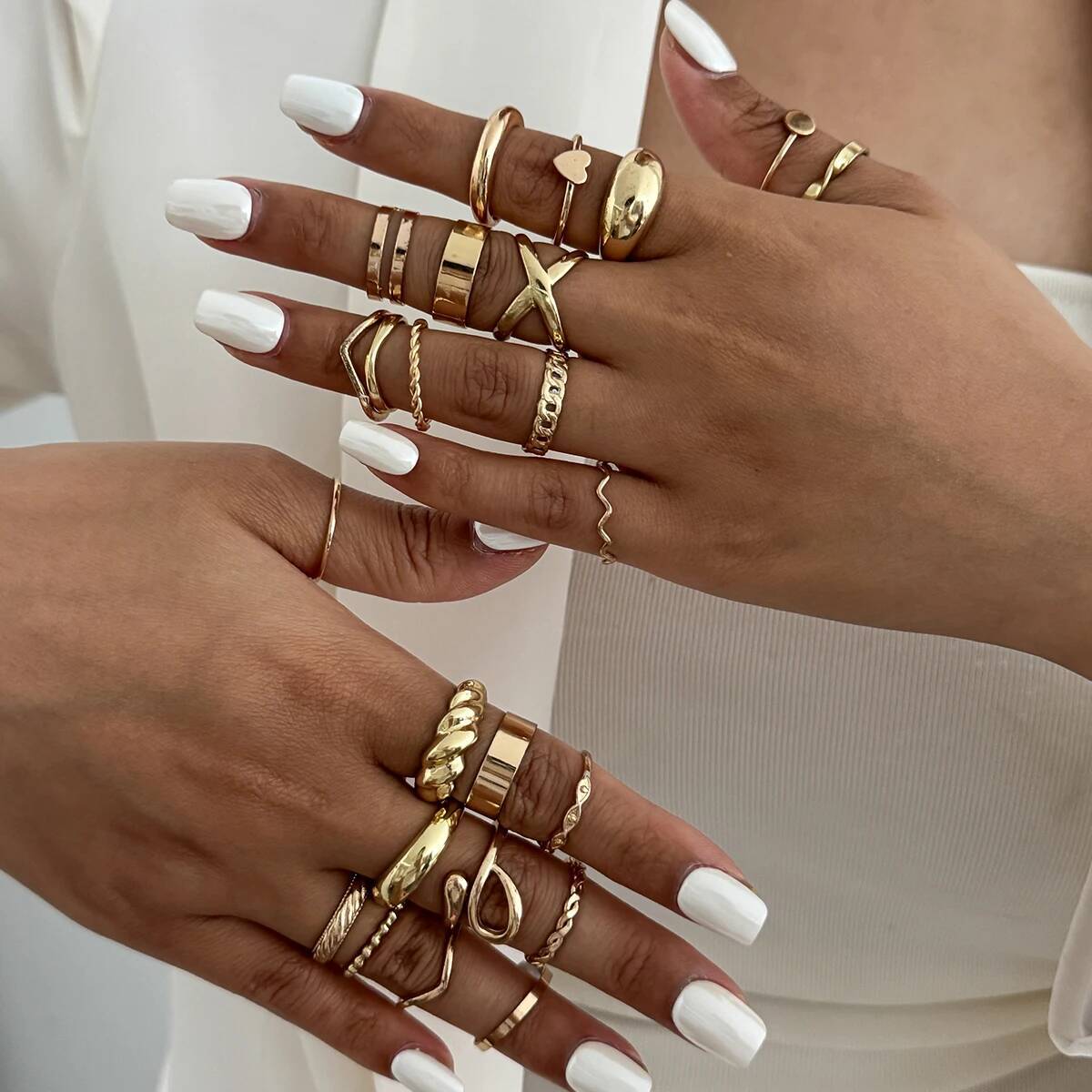 SHIXIN 24 قطعة/المجموعة العصري - مراجعة Vintage Punk Knuckle Rings Set وسعره
