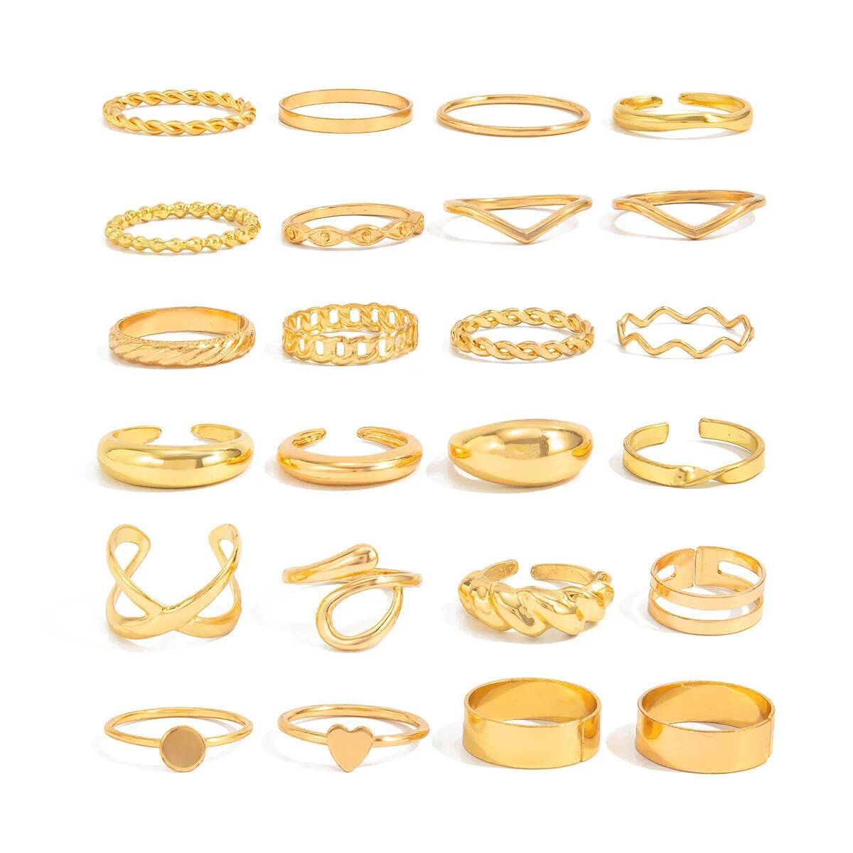 SHIXIN 24 قطعة/المجموعة العصري - مراجعة Vintage Punk Knuckle Rings Set وسعره